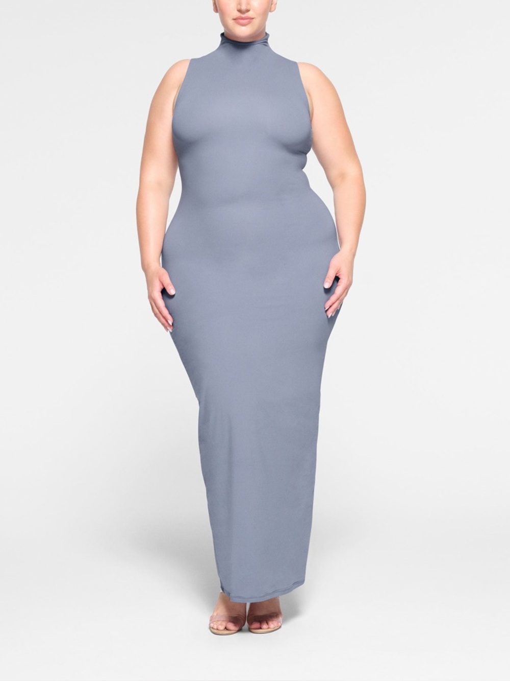 NWT SKIMS Slate Fits Everybody Mock Neck Sleeveless Maxi Dress 3X Baddie Glam
